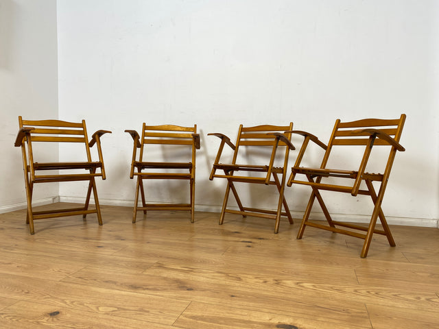 WMK 1/4 Besonders schöner, bequemer und sehr gut erhaltener Mid-Century Klappstuhl aus Holz # Stuhl Armlehnenstuhl Sessel Holzstuhl Folding Chair Gartenstuhl Gartenmöbel Campingstuhl Bauhaus Vintage