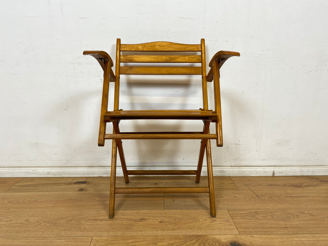 WMK 1/4 Besonders schöner, bequemer und sehr gut erhaltener Mid-Century Klappstuhl aus Holz # Stuhl Armlehnenstuhl Sessel Holzstuhl Folding Chair Gartenstuhl Gartenmöbel Campingstuhl Bauhaus Vintage