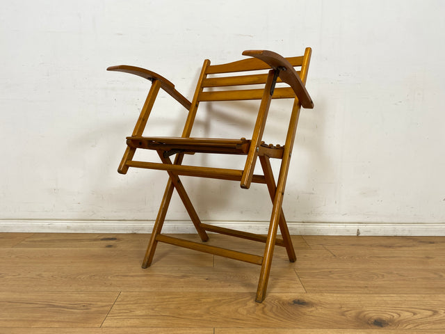 WMK 1/4 Besonders schöner, bequemer und sehr gut erhaltener Mid-Century Klappstuhl aus Holz # Stuhl Armlehnenstuhl Sessel Holzstuhl Folding Chair Gartenstuhl Gartenmöbel Campingstuhl Bauhaus Vintage