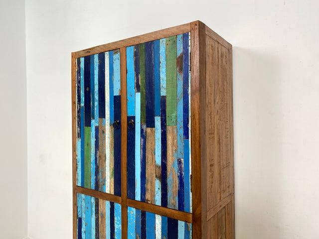 Boatwood by WMK # Wunderschöner Schrank aus altem Bootsholz, ein handgefertigtes Unikat aus massivem Teakholz # Kleiderschrank Wäscheschrank Kommode Highboard Sideboard Bücherschrank Wardrobe Teak