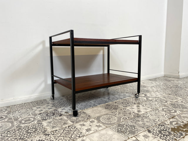 WMK Stilvoller, minimalistischer und gut erhaltener Vintage Servierwagen auf Rollen # Beistelltisch Teewagen Barwagen Ablage Couchtisch Rollwagen Loft Industrial Design 60er 70er # Versand möglich