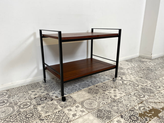 WMK Stilvoller, minimalistischer und gut erhaltener Vintage Servierwagen auf Rollen # Beistelltisch Teewagen Barwagen Ablage Couchtisch Rollwagen Loft Industrial Design 60er 70er # Versand möglich