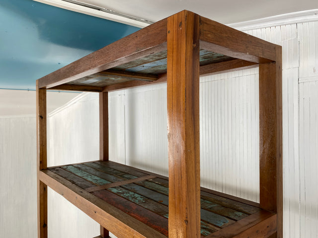 Boatwood by WMK # Besonders schönes, sehr stabiles und hochwertiges Regal aus altem Bootsholz, ein handgefertigtes Unikat aus massivem Teakholz # Küchenregal Holzregal Bücherregal Teak Upcycling