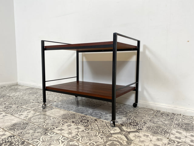 WMK Stilvoller, minimalistischer und gut erhaltener Vintage Servierwagen auf Rollen # Beistelltisch Teewagen Barwagen Ablage Couchtisch Rollwagen Loft Industrial Design 60er 70er # Versand möglich