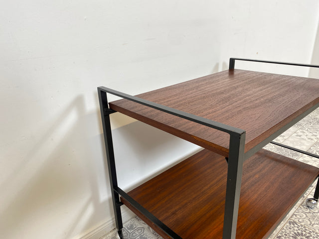 WMK Stilvoller, minimalistischer und gut erhaltener Vintage Servierwagen auf Rollen # Beistelltisch Teewagen Barwagen Ablage Couchtisch Rollwagen Loft Industrial Design 60er 70er # Versand möglich