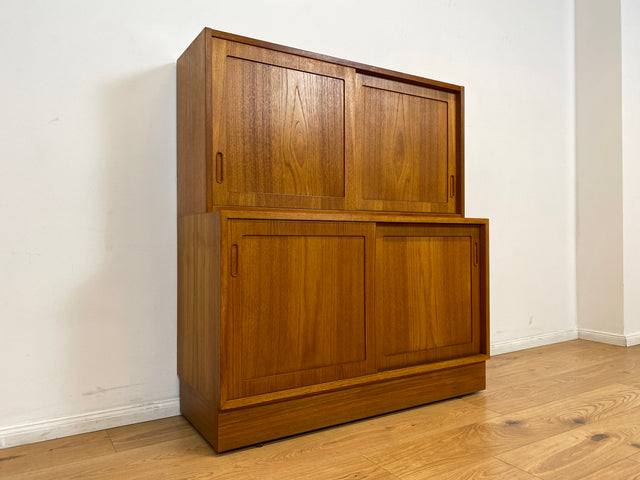 WMK # Hochwertiger skandinavischer Designer Schrank von Poul Hundevad , Massivholz in Teak , mit Regal # Highboard Bücherregal Bücherschrank Sideboard Desk Danish Design Mid-Century Vintage Teakholz