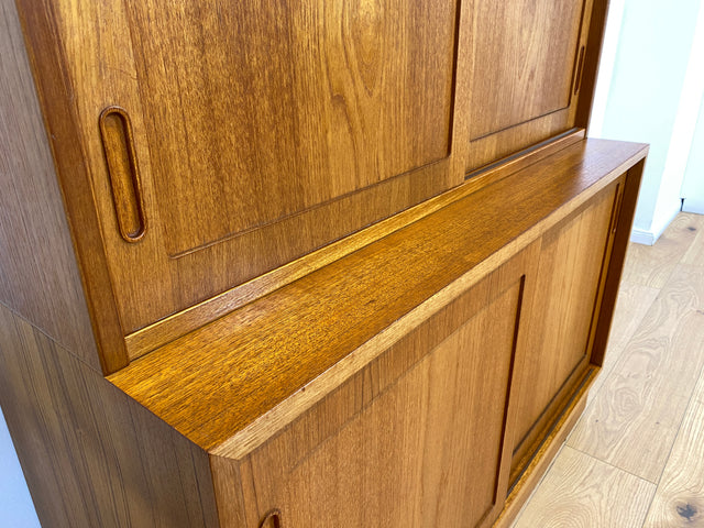 WMK # Hochwertiger skandinavischer Designer Schrank von Poul Hundevad , Massivholz in Teak , mit Regal # Highboard Bücherregal Bücherschrank Sideboard Desk Danish Design Mid-Century Vintage Teakholz