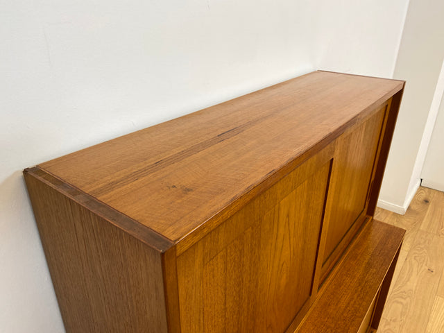 WMK # Hochwertiger skandinavischer Designer Schrank von Poul Hundevad , Massivholz in Teak , mit Regal # Highboard Bücherregal Bücherschrank Sideboard Desk Danish Design Mid-Century Vintage Teakholz