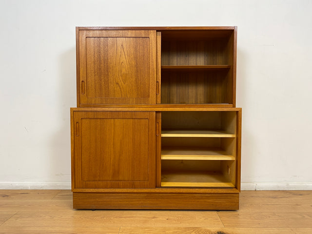 WMK # Hochwertiger skandinavischer Designer Schrank von Poul Hundevad , Massivholz in Teak , mit Regal # Highboard Bücherregal Bücherschrank Sideboard Desk Danish Design Mid-Century Vintage Teakholz