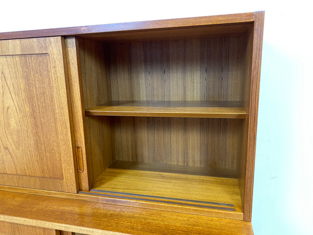 WMK # Hochwertiger skandinavischer Designer Schrank von Poul Hundevad , Massivholz in Teak , mit Regal # Highboard Bücherregal Bücherschrank Sideboard Desk Danish Design Mid-Century Vintage Teakholz