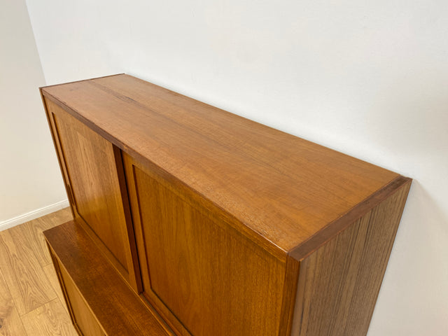 WMK # Hochwertiger skandinavischer Designer Schrank von Poul Hundevad , Massivholz in Teak , mit Regal # Highboard Bücherregal Bücherschrank Sideboard Desk Danish Design Mid-Century Vintage Teakholz