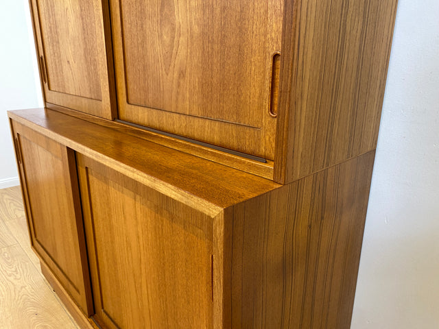 WMK # Hochwertiger skandinavischer Designer Schrank von Poul Hundevad , Massivholz in Teak , mit Regal # Highboard Bücherregal Bücherschrank Sideboard Desk Danish Design Mid-Century Vintage Teakholz