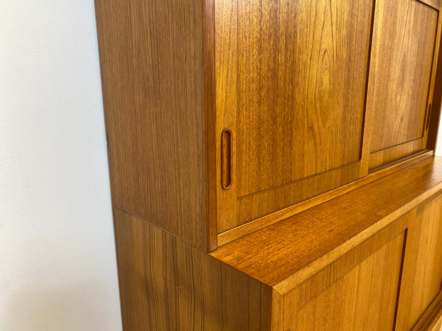 WMK # Hochwertiger skandinavischer Designer Schrank von Poul Hundevad , Massivholz in Teak , mit Regal # Highboard Bücherregal Bücherschrank Sideboard Desk Danish Design Mid-Century Vintage Teakholz