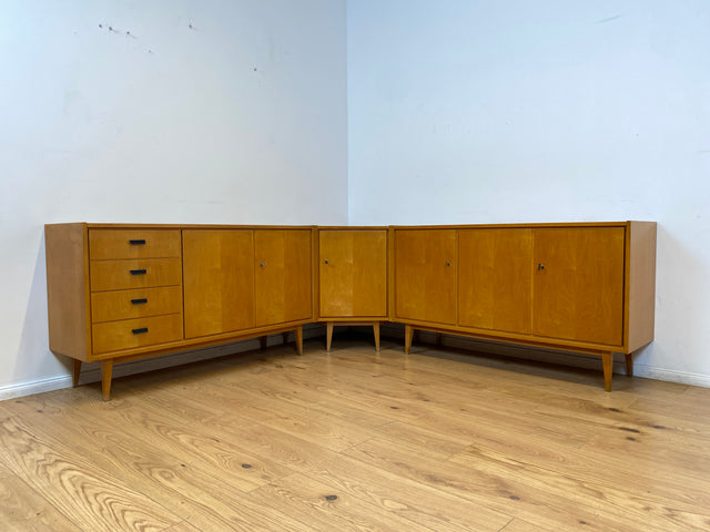 WMK I Versand 85€ I Stilvolle helle Mid-Century Eck Kommode aus 1965 von VEB Südthüringer Möbelwerken I Kommode Schrank Anrichte TV Bank Lowboard Cabinet 60er Vintage DDR Berlin Regensburg Heidelberg
