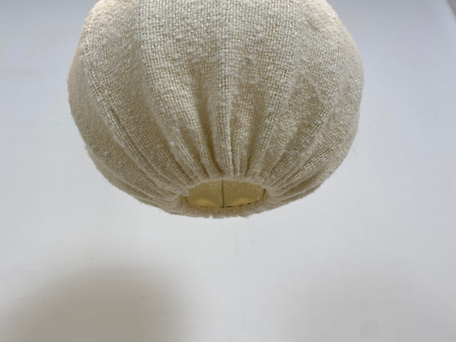 WMK Stilvolle und sehr gut erhaltene große Mid-Century Hängelampe mit Lampenschirm aus natürlichem Wollstoff & Tauwerk Kabelummantelung # Luster Hängeleuchte Deckenlampe Pendelleuchte Cocoon Vintage