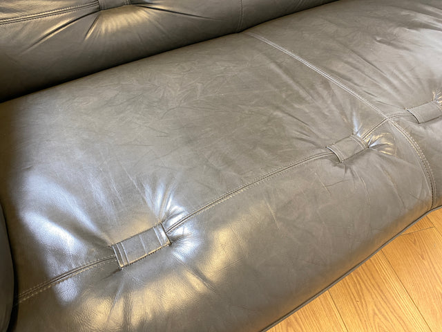 WMK I Hochwertiges 70er Jahre Sofa im Stile von Jean Gillon & Arne Norell mit Echt Leder Bezug & Holzrahmen aus Eiche I Couch Sitzgarnitur 3er 3-Sitzer Danish Design Skandinavisch Mid-Century Vintage