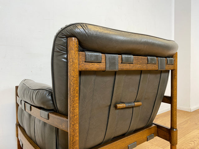 WMK I 1/2 Hochwertiger 70er Jahre Lounge Sessel im Stile von Jean Gillon & Arne Norell mit Echt Leder Bezug & Eichenholz Rahmen I Armchair Sitzgarnitur Danish Design Skandinavisch Mid-Century Vintage