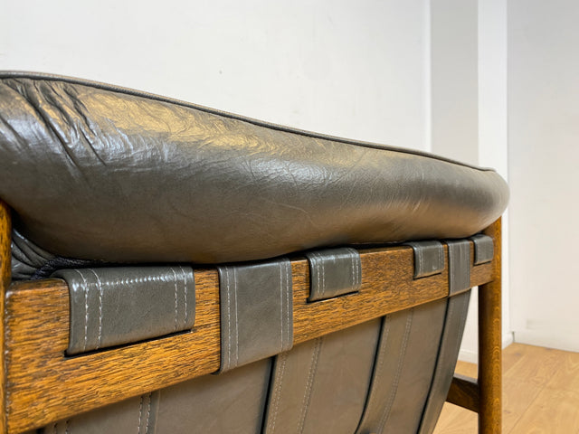 WMK I 1/2 Hochwertiger 70er Jahre Lounge Sessel im Stile von Jean Gillon & Arne Norell mit Echt Leder Bezug & Eichenholz Rahmen I Armchair Sitzgarnitur Danish Design Skandinavisch Mid-Century Vintage