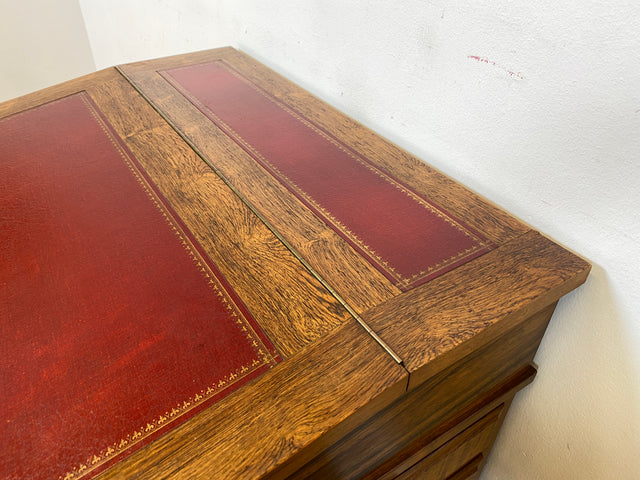 Schreib Pult Schmink Kommode Desk WMK I Edler 50er Jahre Schreibpult in antikem Davenport Stil, Vollholz in Nussbaum , mit Klappdeckel, Schubladen & goldgeprägter Leder Einlage I Sekretär Sitz Vintage