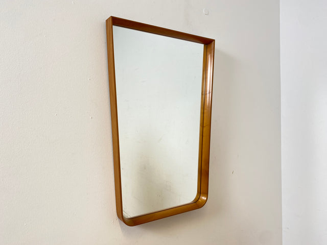 WMK I Minimalistischer großer 60er Jahre Spiegel mit formschönem Holzrahmen aus Kirschholz I Wandspiegel Flurspiegel Wooden Mirror Garderobe Badspiegel Mid-Century Vintage 50er I Berlin Köln Hamburg