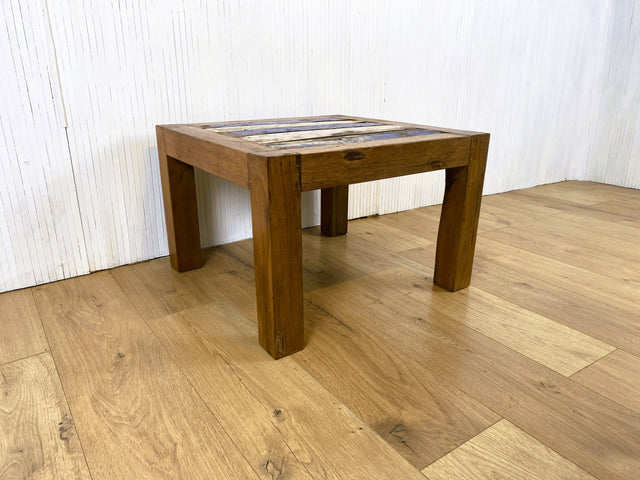 Boatwood by WMK # Farbenfroher & sehr robuster Couchtisch aus altem Bootsholz, ein handgefertigtes Unikat aus massivem Teakholz # Wohnzimmertisch Coffee Table Beistelltisch Bootsmöbel Teak Upcycling