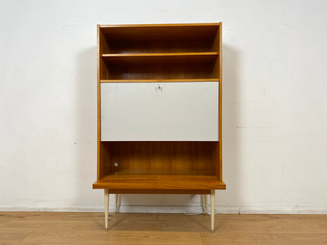 WMK I Besonders schöner heller Mid-Century Schreibschrank mit Beleuchtung
