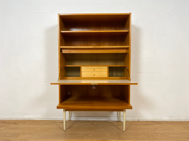 WMK I Besonders schöner heller Mid-Century Schreibschrank mit Beleuchtung