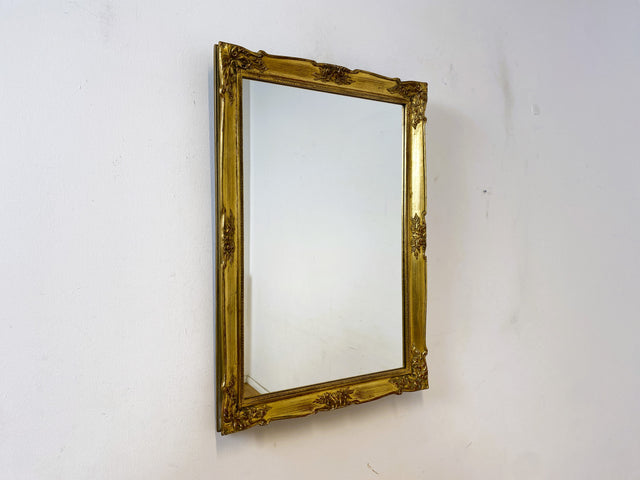 WMK Wunderschöner und gut erhaltener 60er Jahre Spiegel im Stile das Barock mit goldfarbenen Stuck auf Holz Rahmen # goldener Wandspiegel Mirror Garderobe Rahmen Rokoko Vintage Gold # Versand möglich