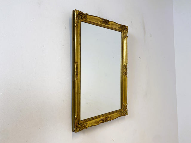 WMK Wunderschöner und gut erhaltener 60er Jahre Spiegel im Stile das Barock mit goldfarbenen Stuck auf Holz Rahmen # goldener Wandspiegel Mirror Garderobe Rahmen Rokoko Vintage Gold # Versand möglich