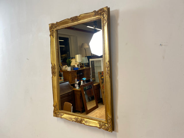WMK Wunderschöner und gut erhaltener 60er Jahre Spiegel im Stile das Barock mit goldfarbenen Stuck auf Holz Rahmen # goldener Wandspiegel Mirror Garderobe Rahmen Rokoko Vintage Gold # Versand möglich