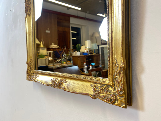 WMK Wunderschöner und gut erhaltener 60er Jahre Spiegel im Stile das Barock mit goldfarbenen Stuck auf Holz Rahmen # goldener Wandspiegel Mirror Garderobe Rahmen Rokoko Vintage Gold # Versand möglich