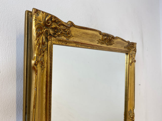 WMK Wunderschöner und gut erhaltener 60er Jahre Spiegel im Stile das Barock mit goldfarbenen Stuck auf Holz Rahmen # goldener Wandspiegel Mirror Garderobe Rahmen Rokoko Vintage Gold # Versand möglich