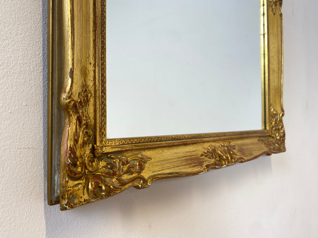 WMK Wunderschöner und gut erhaltener 60er Jahre Spiegel im Stile das Barock mit goldfarbenen Stuck auf Holz Rahmen # goldener Wandspiegel Mirror Garderobe Rahmen Rokoko Vintage Gold # Versand möglich
