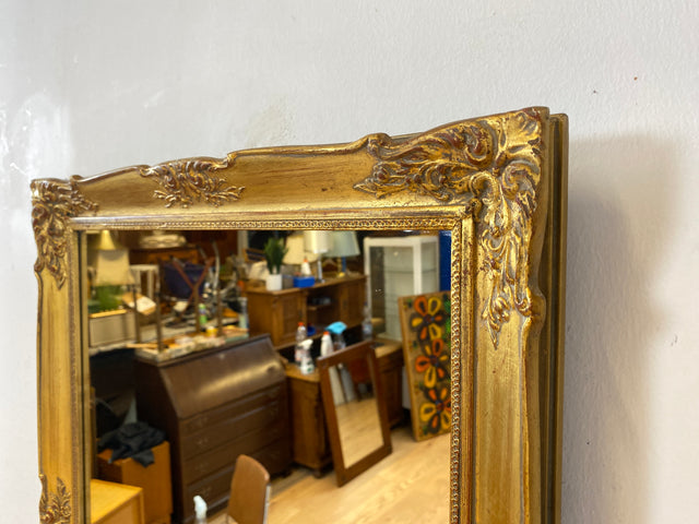 WMK Wunderschöner und gut erhaltener 60er Jahre Spiegel im Stile das Barock mit goldfarbenen Stuck auf Holz Rahmen # goldener Wandspiegel Mirror Garderobe Rahmen Rokoko Vintage Gold # Versand möglich