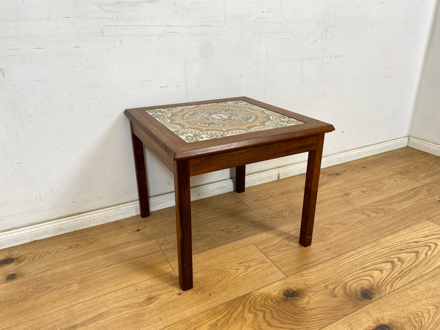 WMK Wunderschöner & sehr gut erhaltener skandinavischer Couchtisch mit kunstvollen Fliesen auf Teakholz # Beistelltisch Wohnzimmertisch Fliesentisch Coffe table Mid-Century Danisch Design Teak Vintage
