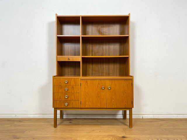 WMK Stilvoller skandinavischer Bücherschrank mit ausziehbarer Schreibplatte, Schubladen & verstell. Regalböden # Bücherregal Sekretär Regal Schreibschrank Highboard Sideboard Vintage Mid-Century 60er