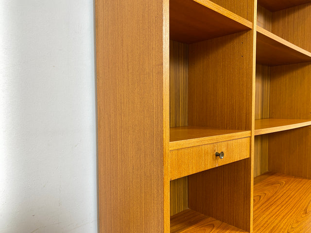 WMK Stilvoller skandinavischer Bücherschrank mit ausziehbarer Schreibplatte, Schubladen & verstell. Regalböden # Bücherregal Sekretär Regal Schreibschrank Highboard Sideboard Vintage Mid-Century 60er