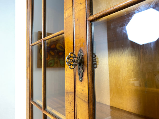 WMK I Hochwertiger Stilmöbel Aufsatz Sekretär im englischen Stil mit Vitrine und Schreibunterlage aus Leder I Schreibschrank Schreibtisch Desk Bücher Schrank Kommode Highboard Vintage Empire Regency