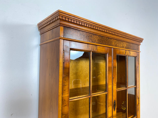 WMK I Hochwertiger Stilmöbel Aufsatz Sekretär im englischen Stil mit Vitrine und Schreibunterlage aus Leder I Schreibschrank Schreibtisch Desk Bücher Schrank Kommode Highboard Vintage Empire Regency