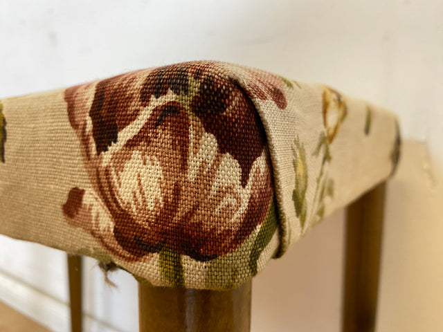 WMK Beautiful and very well preserved Scandinavian 60s stool with conical feet and great floral cover # Stool Footstool Bench Footstool Mid-Century Vintage # Shipping possible