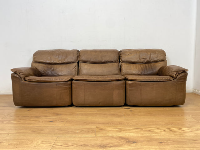 WMK Schöne & äußerst bequeme modulare Vintage Sitzgarnitur aus Sessel , 2er & 3er Sofa in Echtleder mit Patina # Sitzlandschaft Modularsofa Ledergarnitur Ledersofa Ledercouch Ledersessel Couch 70er