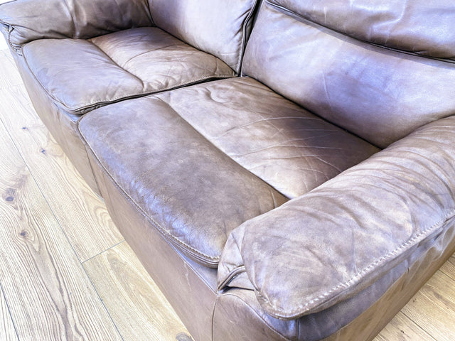 WMK Schöne & äußerst bequeme modulare Vintage Sitzgarnitur aus Sessel , 2er & 3er Sofa in Echtleder mit Patina # Sitzlandschaft Modularsofa Ledergarnitur Ledersofa Ledercouch Ledersessel Couch 70er