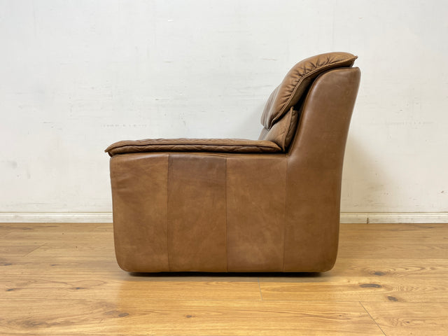 WMK Schöne & äußerst bequeme modulare Vintage Sitzgarnitur aus Sessel , 2er & 3er Sofa in Echtleder mit Patina # Sitzlandschaft Modularsofa Ledergarnitur Ledersofa Ledercouch Ledersessel Couch 70er