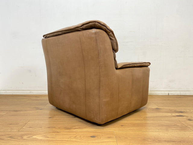 WMK Schöne & äußerst bequeme modulare Vintage Sitzgarnitur aus Sessel , 2er & 3er Sofa in Echtleder mit Patina # Sitzlandschaft Modularsofa Ledergarnitur Ledersofa Ledercouch Ledersessel Couch 70er