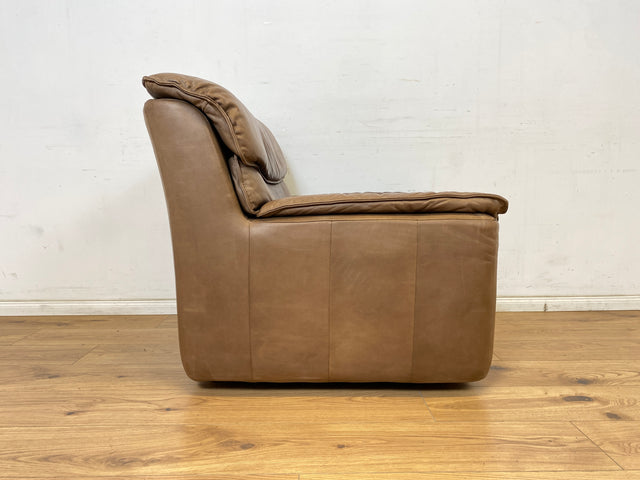 WMK Schöne & äußerst bequeme modulare Vintage Sitzgarnitur aus Sessel , 2er & 3er Sofa in Echtleder mit Patina # Sitzlandschaft Modularsofa Ledergarnitur Ledersofa Ledercouch Ledersessel Couch 70er