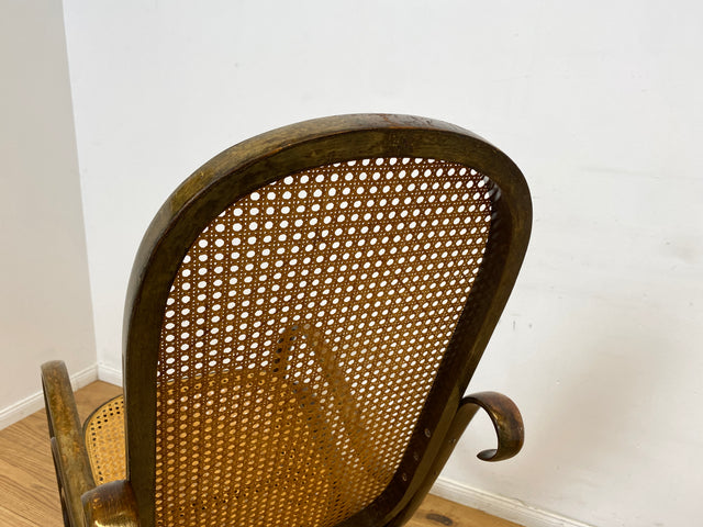 WMK I Eleganter italienischer Bugholz Schaukel Stuhl mit Wiener Geflecht von Sautto & Liberale im Thonet Stil, 1930-1960 I Sessel Fauteuil Lese Relax Rocking Chair Korb Vintage Berlin Bayern Bremen