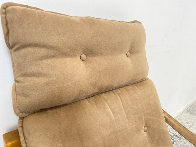 WMK Stilvoller, gemütlicher & gut erhaltener Vintage Sessel im Safari Stil mit hochwertigem Stoffbezug # Lesesessel Relaxsessel Fernsehsessel Sitzgarnitur Mid-Century Skandinavisches Design Retro