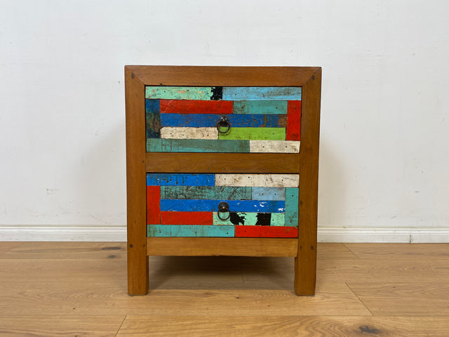 Boatwood by WMK I 1/5 Schöner & nachhaltiger Nachtisch mit Schubladen I handmade Unikat aus altem Bootsholz I Teakholz massiv I Nachtschrank Nachkommode Nachtschränkchen Kommode Berlin Rostock München