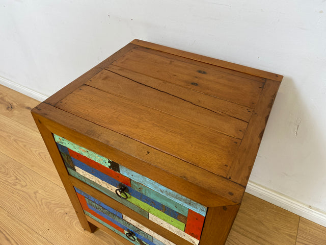 Boatwood by WMK I 1/5 Schöner & nachhaltiger Nachtisch mit Schubladen I handmade Unikat aus altem Bootsholz I Teakholz massiv I Nachtschrank Nachkommode Nachtschränkchen Kommode Berlin Rostock München