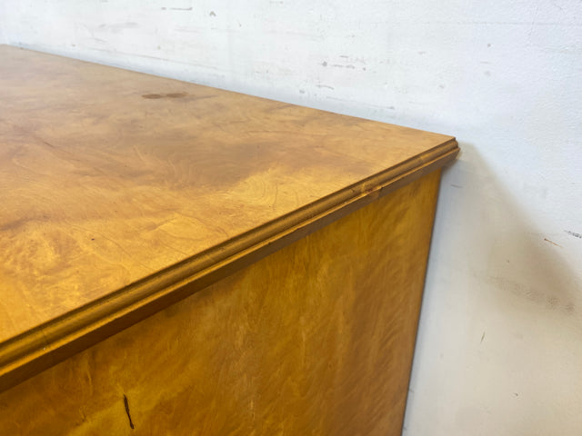WMK Elegantes schwedisches 40er Jahre Sideboard , Vollholz, mit Originalgriffen & Holzapplikationen # Kommode Schrank Lowboard TV-Lowboard TV-Bank Wäschekommode Anrichte Vintage Jugendstil Mid-Century